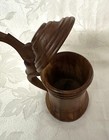 19th Century Hand   carved Yew Wood Stein W  Hinged Lid        Pint