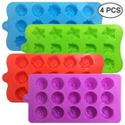 4 Pack Flower Shape Chocolate Candy Molds Set silicone 15 Cavity Baking Mold    