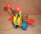 Vintage 1950 s Christmas Fisher Price Pull Toy Queen Buzzy Bee 444