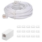 20 Feet Long Telephone Extension Cord Phone Cable Line Wire  With White 20ft