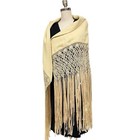 Ivory Handmade Piano Scarf With Long Fringe 52    X 58   