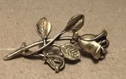 Pretty  Htf Antique Gold Metal Long Stem Rose 1 7 8    Realistic Button 2 Shank