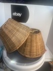 Mini Lamp Shades Set Of 2 Boho Rattan Hand Woven Clip On Tapered Bulb Lampshades