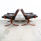 Mid Century Danish Modern Lounge Chairs Brown Leather Bentwood Set Pair Tufted