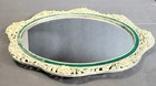 Vintage Hollywood Regency Oval Mirror Vanity Dresser Perfume Tray Pewter