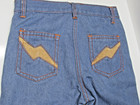 Retro Lightening Bolt Jeans Pants Light Denim Sz 8  24x19  Kids Youth Vtg  us29