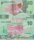 Zambia 10 Kwacha 2024 2025 P New Issue Unc Aa Prefix 1 10 Bundle Lot 10 Pcs