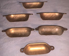 Great Lot  6   Antique  Brass  Bin Cabinet  Pulls