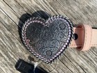 Girl s Size 18 Wrangler Light Pink Leather Western Belt With Heart Buckle