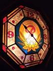 Vintage Rainier Beer Light Up Clock Sign Faux Stain Glass Works Great 