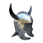 Norse Viking Leader 18 Gauge Steel Spangenhelm Style Helmet With Real Horns