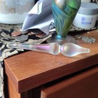 Lundberg Studios Pulled Feather Art Glass Perfume Bottle Signed L573122
