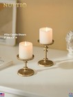 Nuptio Antique Brass Candle Holders For 3-inch Pillars - Sturdy Cast Iron Stands