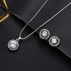 Rhinestone Round Necklace And Stud Earrings