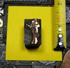 Antique Vtg Couple Dancing Letterpress Print Type Ornament Cut Stamp Block