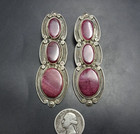 Dramatic 3  Long Vintage Purple Spiny Oyster Shell Sterling Silver Earrings