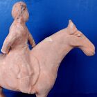 Antique Chinese Tang Dynasty Red Pottery Horse   Rider Tomb Figure
