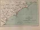 Genuine Antique 1893 Color Lithographed Map North Carolina Harbors Cape Fear