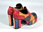 Vintage 1970 s Eldita s Platform Red Tan Blue Disco Shoes Made In Spain Sz 7 37