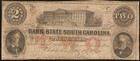 1861  2 Two Dollar Bill Low   19 Sc Bank Note Large Currency Old Civil War Money