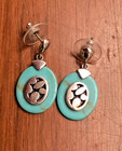Sterling Silver 925  Southwest Turquoise Drop Earrings Signed Ws