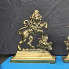 2 Solid Brass Antique English Victorian Bookends Unicorn   Lion England Scotland