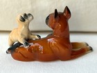 Vintage Ceramic Figurine Of Boxer Dog And Puppy - Made In Japan