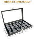 Novel Box Glass Top Black Jewelry Gemstone Display Case With 24 Gem Jar Tray