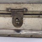 Metal Rivited Covered Wood Box W Latch  Hexagonal   India  Bombay Co  Vintage 
