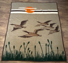 Vintage Biederlack Germany Blanket Reversible Ducks Geese Sunset Throw Read