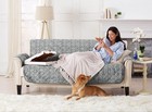 Reversible Stain Resistant Sofa Couch Protector  Print Design W  Straps  Grey