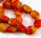 Czech Pressed Glass Oval Beads   14x11mm  Orange   Yellow  Glossy  10pcs