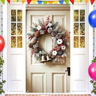 Natural Pinecone Christmas Wreath With Bells 71x35inch Rustic Winter Door