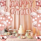 48 Pcs Happy Birthday Balloons Banner Rose Gold Foil Decorations Party Supplies