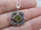 Connemara Marble Irish Sterling Silver Marcasite Pendant Stone Necklace 18  Mib