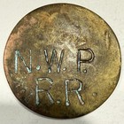 Antique Late 1800s 1 4 Wood Cord Token Engine 44 Nwprr Brass Copper Hand Made