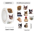 500pcs Cat Meme Stickers Roll 10 Styles Funny Cute Multicolor 