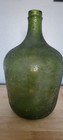 Large Distressed Green Glass Jug Bottle Rustic Etched Finish Decor Vase Demijohn
