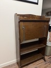Antique Arts   Crafts Drop Front Desk Oak Finish Wood With Shelves Brown
