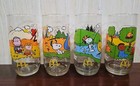Vtg 1983 Mcdonalds Peanuts Camp Snoopy Charlie Brown Linus Lucy Glasses Set Of 4