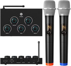 Portable Karaoke Microphone Mixer System Set  With Dual Uhf Wireless Mic  Hdm   
