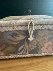Vintage Singer Sewing Box  Floral Tapestry Wicker Basket  Blue  Pink Satin