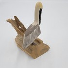 Vintage Pelican Bird On Driftwood Hand Carved Hand Painted In Key West Florida