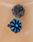 Vintage   Antique Native American Earrings Turqouise Screwbacks Sterling Flower