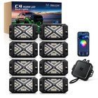Mictuning C4 Rgbw Led Rock Lights -8 Pods 48w Underglow Neon Accent Lighting Kit