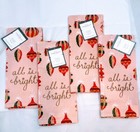 4pk Retro Christmas Dish Tea Towel Cotton Winter Holiday Sparkle Ornaments Pink