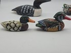 Lot Of 7 Miniature Hand Carved Wooden Duck Figurines Painted Folk Art Decoy