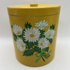 Vintage Yellow Canister Painted Floral  Plastic Set