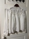 Simple Retro Embroidered Floral Blouse In White Size Medium