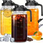 64 Oz Glass Mason Jar Pitcher With Lid And Handle  Wide Mouth Water Jug 3pack